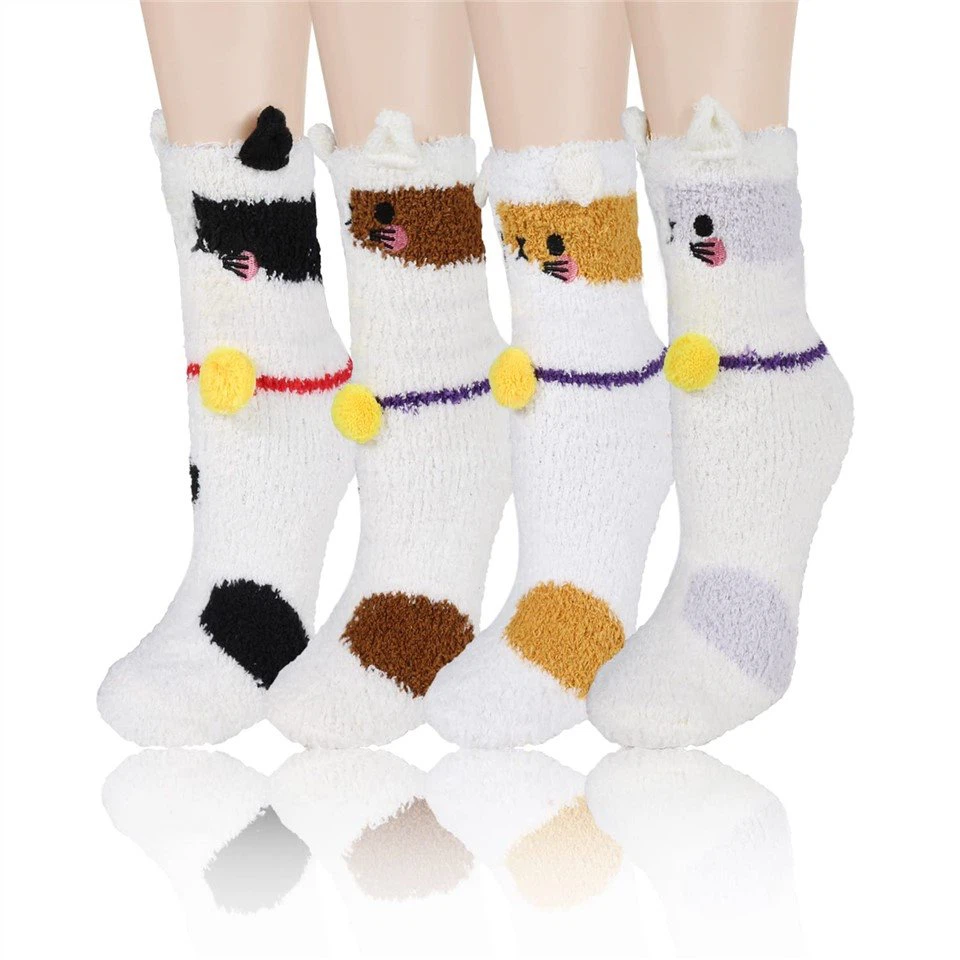 여성용 귀여운 퍼지 양말